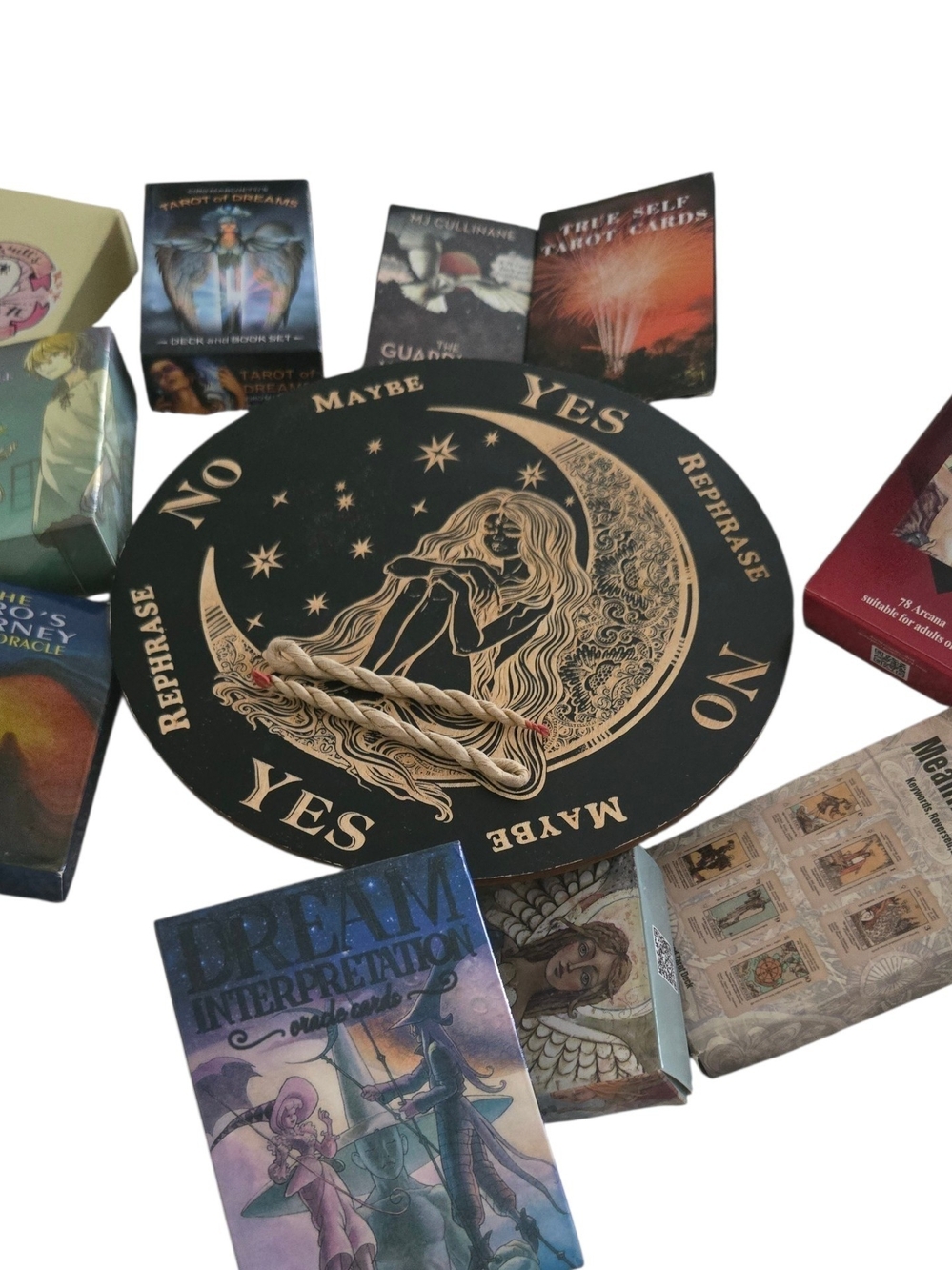 Mystic Pendulum Divination Board in Black & Gold Anf Tarot Card Incense Lot